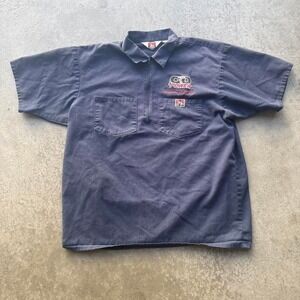 Early 2000s Ben Davis Navy Blue Mechanic Quarter Zip Shirt Workwear